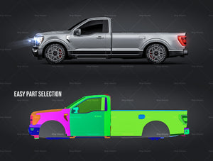 Ford F-150 XLT 2021 single/regular cab glossy finish - all sides Car Mockup Template.psd