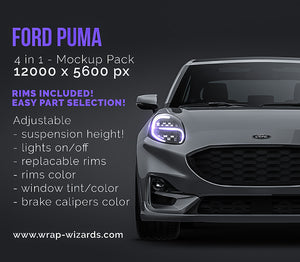 Ford Puma glossy finish - all sides Car Mockup Template.psd
