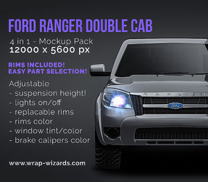 Ford Ranger double cab glossy finish - all sides Car Mockup Template.psd