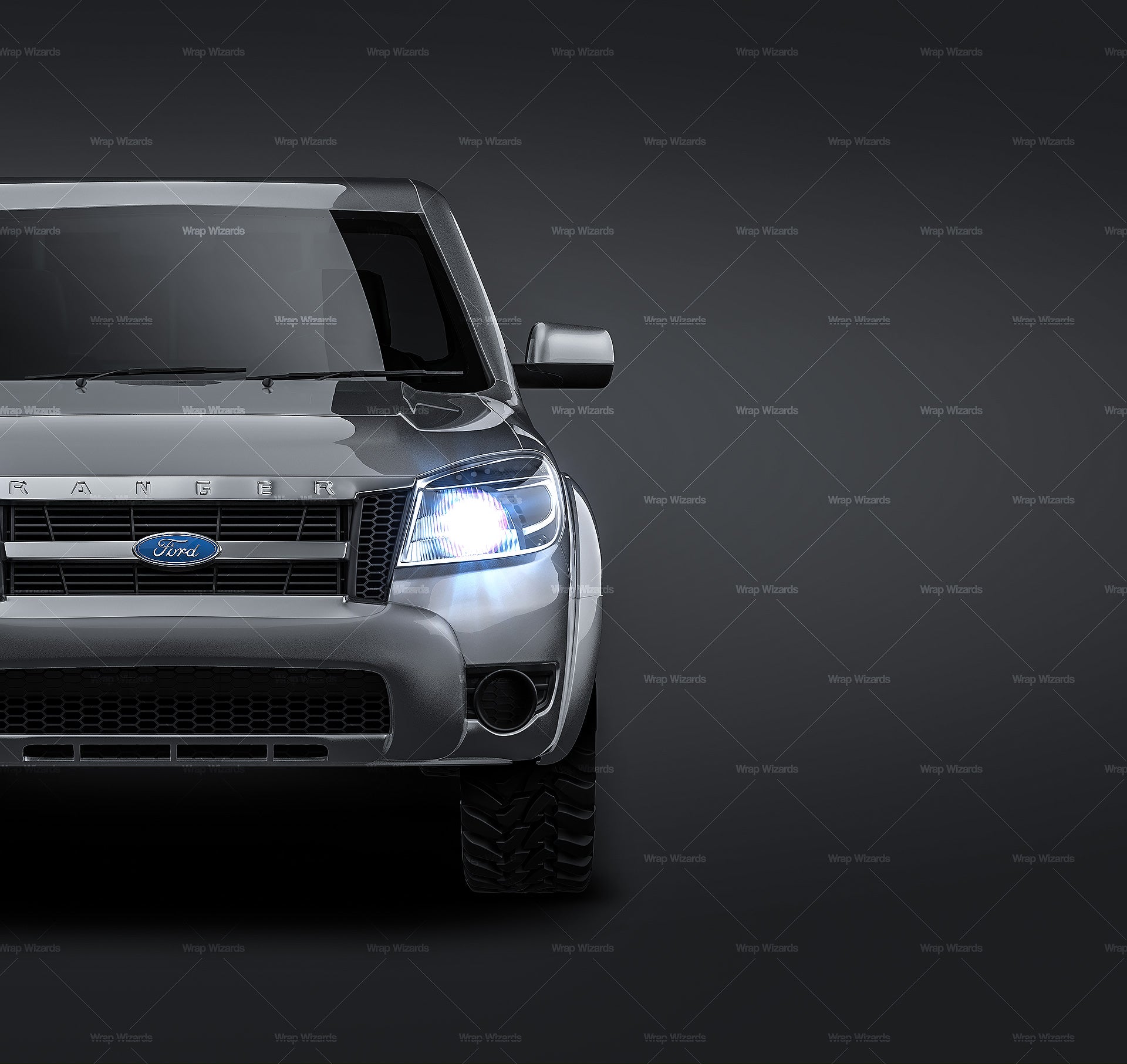 Ford Ranger double cab glossy finish - all sides Car Mockup Template.psd