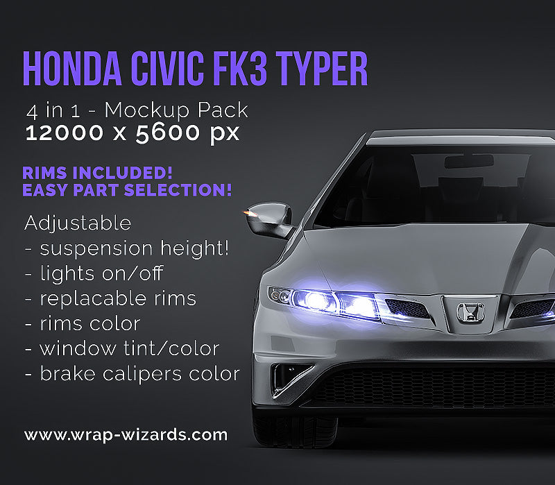 Honda Civic FK3 TypeR glossy - Car Mockup