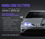 Honda Civic FK3 TypeR glossy finish - all sides Car Mockup Template.psd