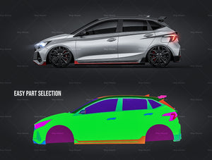 Hyundai i20N 2021 glossy finish - all sides Car Mockup Template.psd