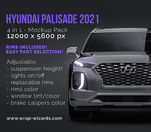 Hyundai Palisade 2021 glossy finish - all sides Car Mockup Template.psd