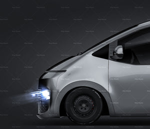 Hyundai Staria Load 2021 panel van with extra windows layer glossy finish - all sides Car Mockup Template.psd