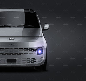 Hyundai Staria Load 2021 panel van with extra windows layer glossy finish - all sides Car Mockup Template.psd