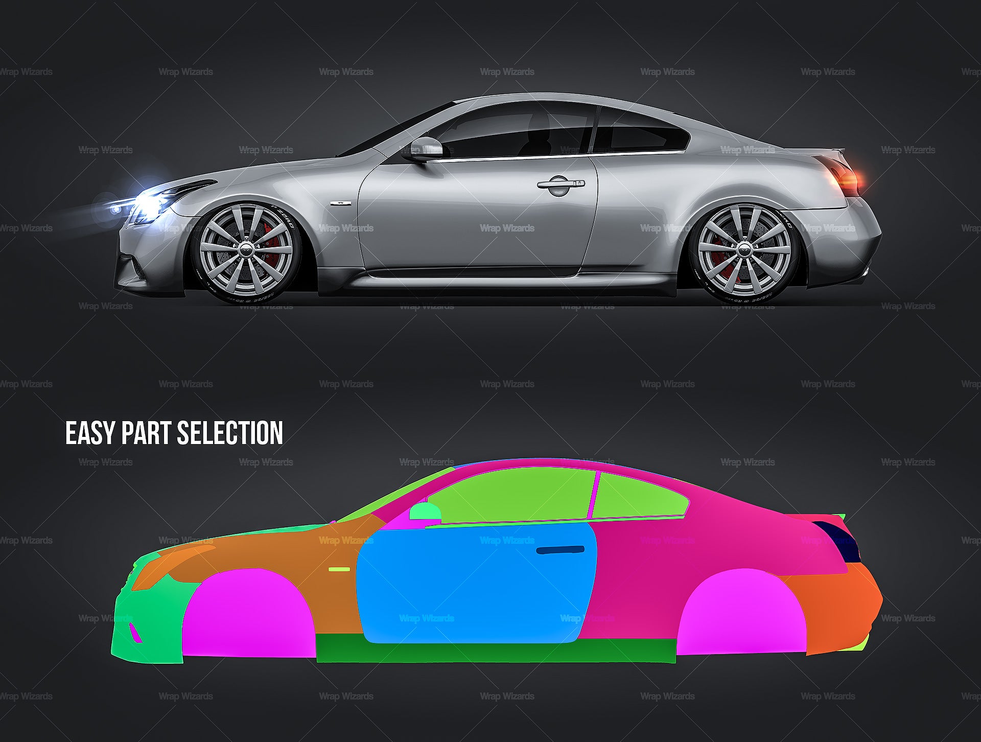 Infiniti G37 Coupe 2014 glossy finish - all sides Car Mockup Template.psd