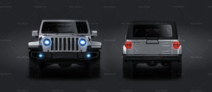 Jeep Wrangler Rubicon 2019 soft top satin matt finish - all sides Car Mockup Template.psd