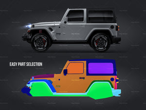 Jeep Wrangler Rubicon 2019 soft top satin matt finish - all sides Car Mockup Template.psd