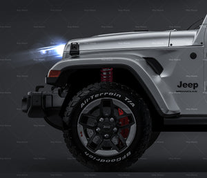 Jeep Wrangler Rubicon 2019 soft top satin matt finish - all sides Car Mockup Template.psd
