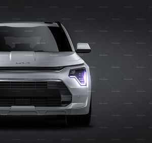 Kia E Niro 2023 satin matt finish - all sides Car Mockup Template.psd