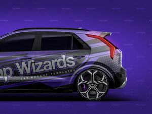 Kia E Niro 2023 satin matt finish - all sides Car Mockup Template.psd