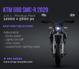 KTM 690 SMC-R 2020 glossy finish - all sides Motorcycle Mockup Template.psd