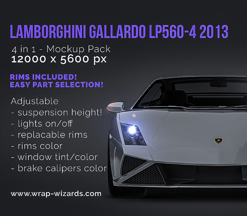 Lamborghini Gallardo LP560-4 2013 glossy finish - all sides Car Mockup Template.psd