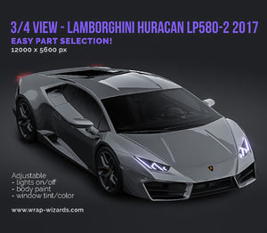 3/4 VIEW - Lamborghini Huracan LP580-2 2017 glossy finish - Car Mockup Template.psd