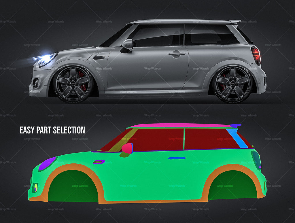 Mini Cooper S R56 2019 satin matt finish - all sides Car Mockup Templa ...