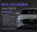 Mazda 3 2022 hatchback glossy finish - all sides Car Mockup Template.psd