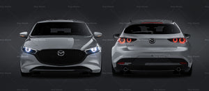 Mazda 3 2022 hatchback glossy finish - all sides Car Mockup Template.psd