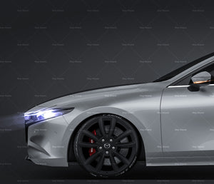Mazda 3 2022 hatchback glossy finish - all sides Car Mockup Template.psd
