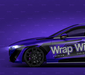 Mazda 3 2022 hatchback glossy finish - all sides Car Mockup Template.psd