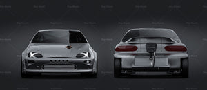 Mazda MX-3 Quartermile / drag race glossy finish - all sides Car Mockup Template.psd