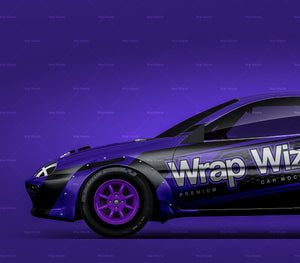 Mazda MX-3 Quartermile / drag race glossy finish - all sides Car Mockup Template.psd