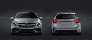 Mercedes-Benz A-Class A45 AMG with spoiler wing satin matt finish - all sides Car Mockup Template.psd