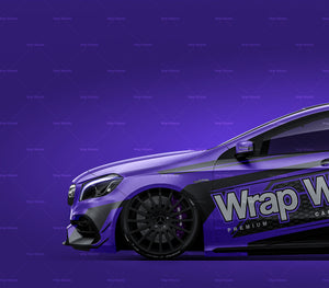 Mercedes-Benz A-Class A45 AMG with spoiler wing satin matt finish - all sides Car Mockup Template.psd