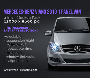 Mercedes-Benz V-Class Viano 2010 1 panel van satin matt finish - all sides Car Mockup Template.psd