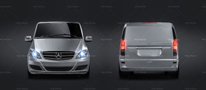 Mercedes-Benz V-Class Viano 2010 1 panel van satin matt finish - all sides Car Mockup Template.psd