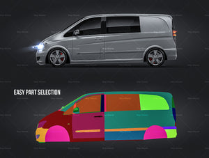 Mercedes-Benz V-Class Viano 2010 1 panel van satin matt finish - all sides Car Mockup Template.psd