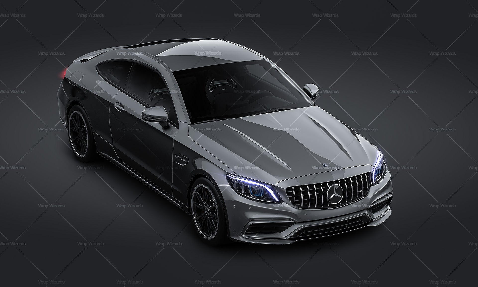 3/4 FRONT VIEW - Mercedes Benz C63S Coupe 2020 - Car Mockup