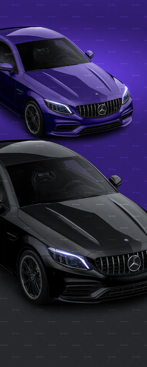 3/4 VIEW - Mercedes Benz C63S Coupe 2020 glossy finish - Car Mockup Template.psd