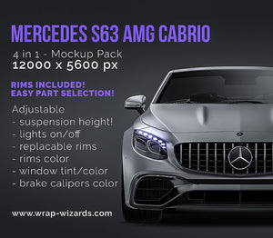 Mercedes S63 AMG Cabrio satin matt finish - all sides Car Mockup Template.psd