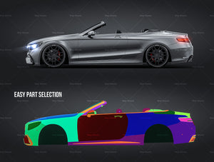 Mercedes S63 AMG Cabrio satin matt finish - all sides Car Mockup Template.psd