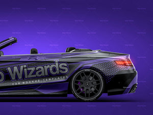 Mercedes S63 AMG Cabrio satin matt finish - all sides Car Mockup Template.psd