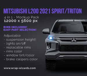 Mitsubishi L200 Pickup Spirit Triton Doublecab 2021 glossy finish - all sides Car Mockup Template.psd