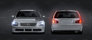 Nissan Stagea 2001 glossy finish - all sides Car Mockup Template.psd