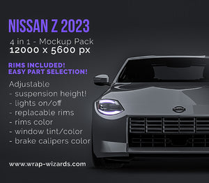 Nissan Z 2023 glossy finish - all sides Car Mockup Template.psd