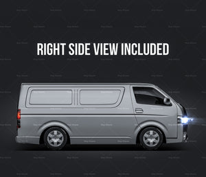 Toyota HiAce LWB 2016 panel van with extra windows layer glossy finish - all sides Car Mockup Template.psd
