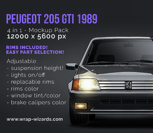 Peugeot 205 GTI 1989 glossy finish - all sides Car Mockup Template.psd