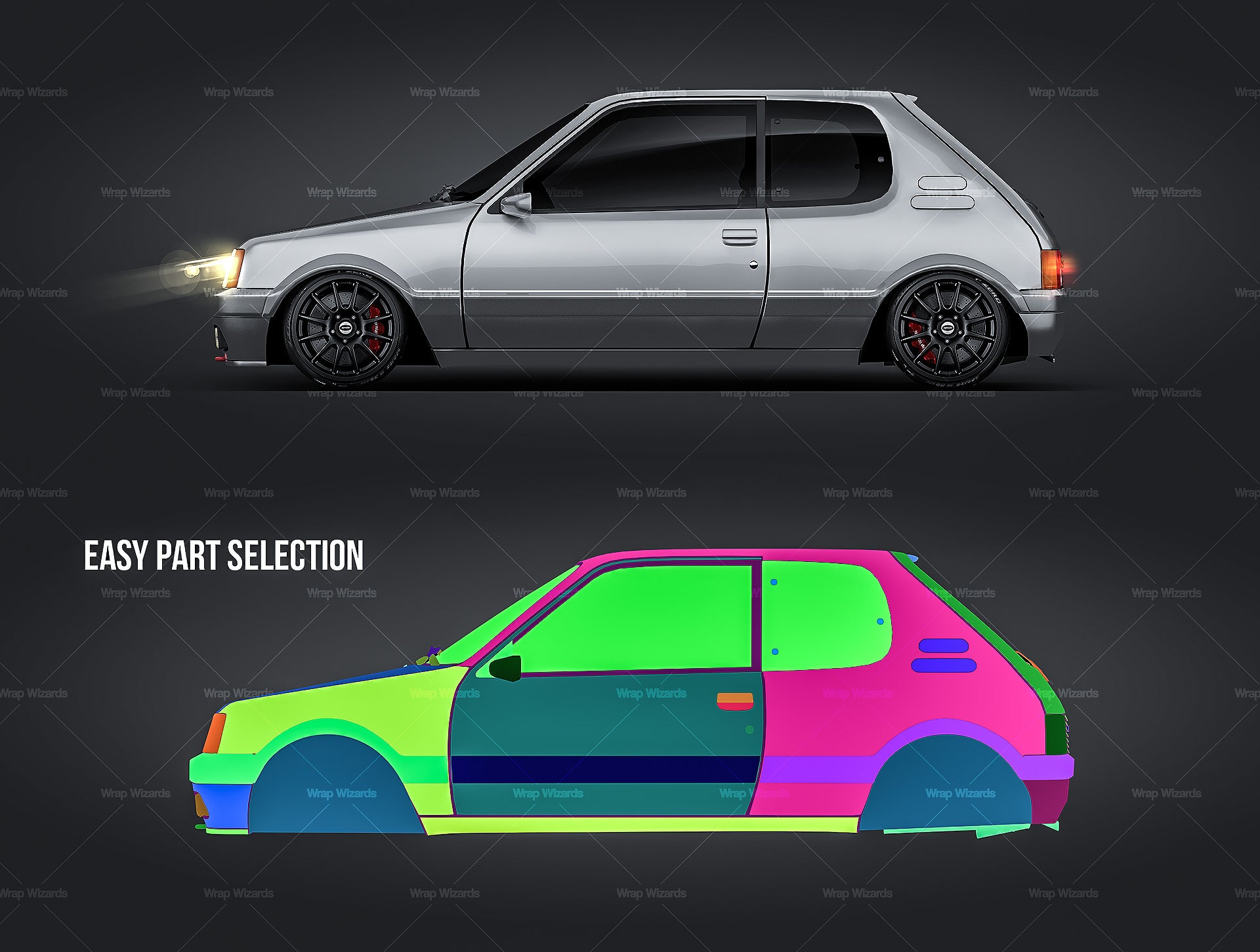 Peugeot 205 GTI 1989 glossy finish - all sides Car Mockup Template.psd