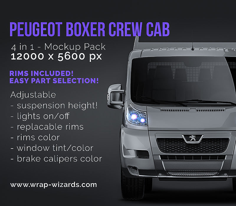 Peugeot Boxer Crew Cab with alloy tray - Truck/Pick-up Mockup