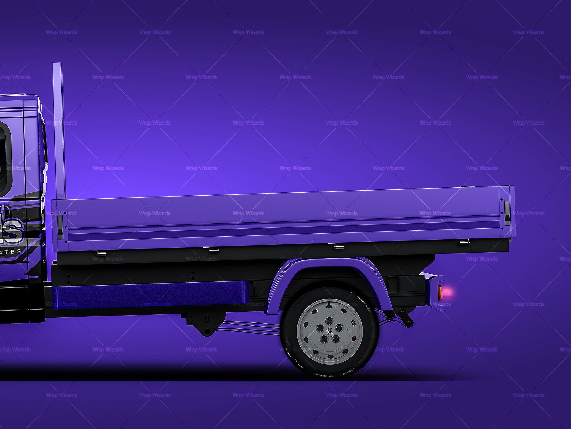 Peugeot Boxer Crew Cab with alloy tray glossy finish - all sides Car Mockup Template.psd