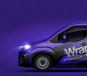 Peugeot Partner SWB glossy finish - all sides Car Mockup Template.psd