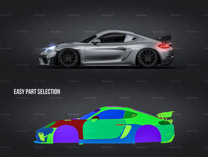 Porsche 718 Cayman GT4 Clubsport 2022 glossy finish - all sides Car Mockup Template.psd