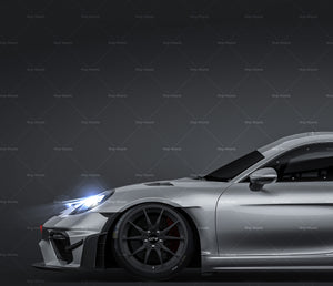 Porsche 718 Cayman GT4 Clubsport 2022 glossy finish - all sides Car Mockup Template.psd