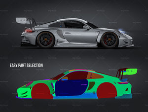 Porsche 911 GT3R 2023 glossy finish - all sides Car Mockup Template.psd
