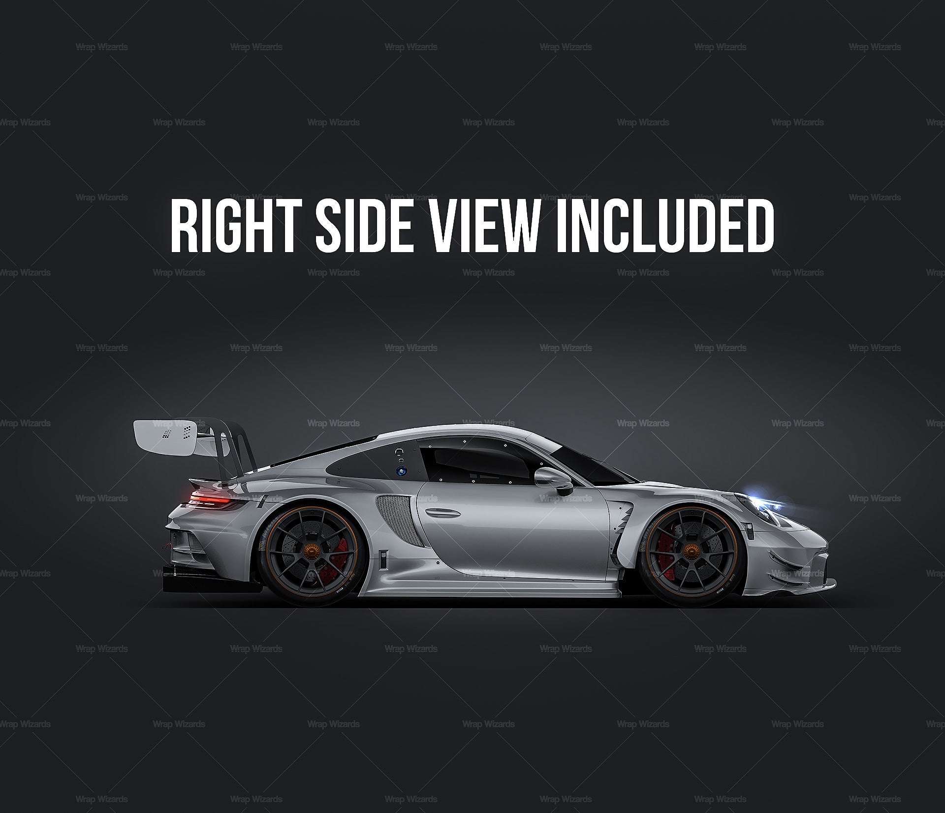 Porsche 911 GT3R 2023 glossy finish - all sides Car Mockup Template.psd