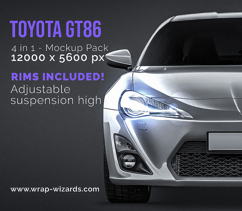 Toyota GT86 glossy finish - all sides Car Mockup Template.psd